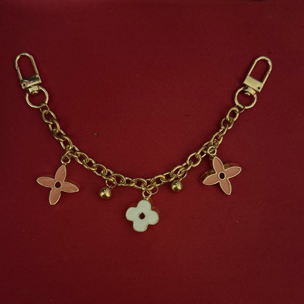 Gold Flower Charm bag charm 8.5”